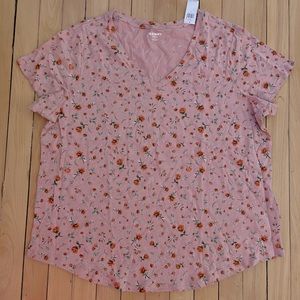 V- Neck Floral Print Tee